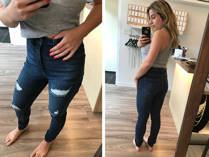 fashion nova jeans on petite girl